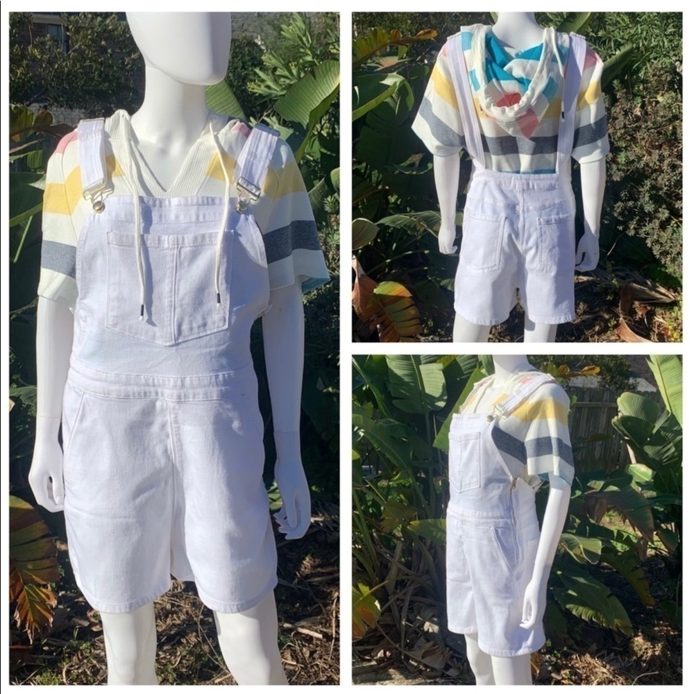 💋NWT FRAME Palazzo Denim Short Zip White Overalls - Picture 3 of 15